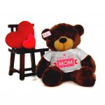 4 feet big brown teddy bear wearing Worlds Best Mom T-shirt